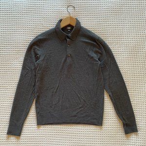Uniqlo Wool Men's Knit Long-sleeve Polo, Size S